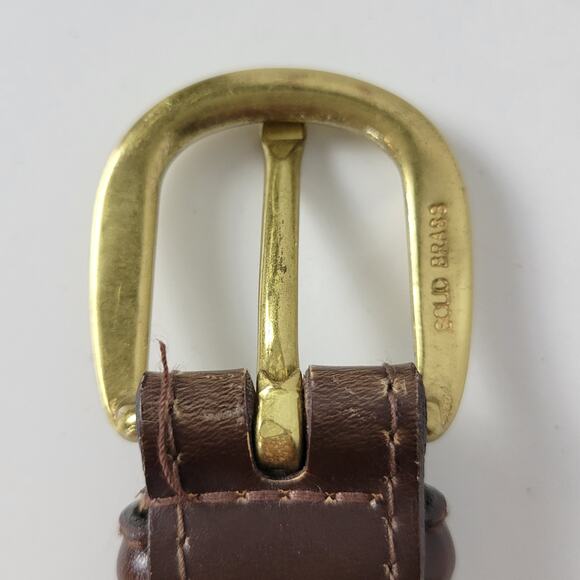 Mens Genuine Leather‎ Belt 34 Brown Basket Weave Braided Solid Brass Buckle - Picture 9 of 15